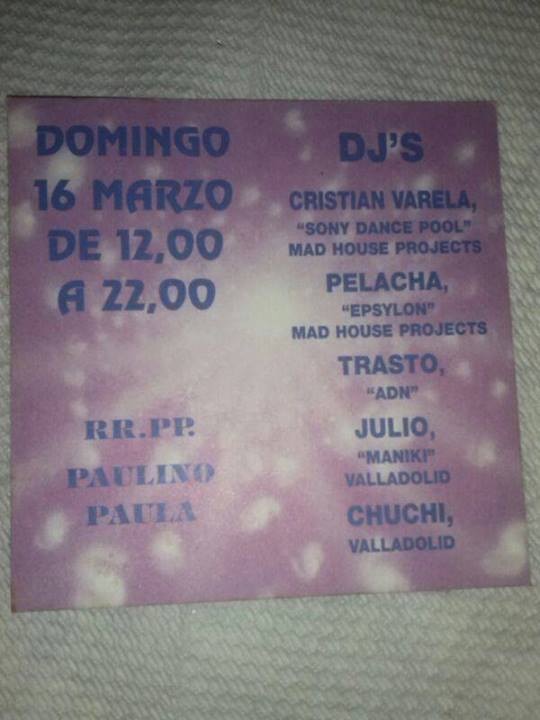 Flyer of a party held in 1997
Flyer de una fiesta celebrada en 1997